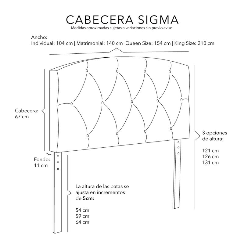 Cabecera King Size Dicasa Sigma Gris image number null
