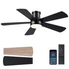 Ventilador De Techo Hounberi 46" Negro Con Luz Empotrada Y Control Remoto