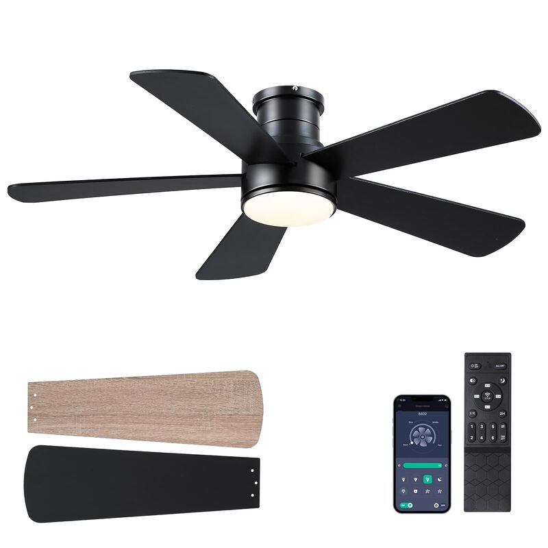 Ventilador De Techo Hounberi 46" Negro Con Luz ... image number null