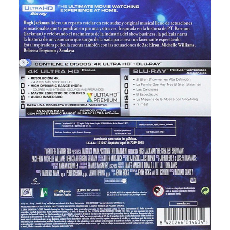 El Gran Showman Blu-Ray Uhd [Blu-ray] image number null