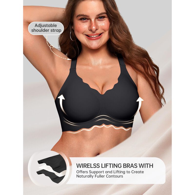 Sujetador OEAK Sin Aros Push-up 2 Uds. XL Negro image number null