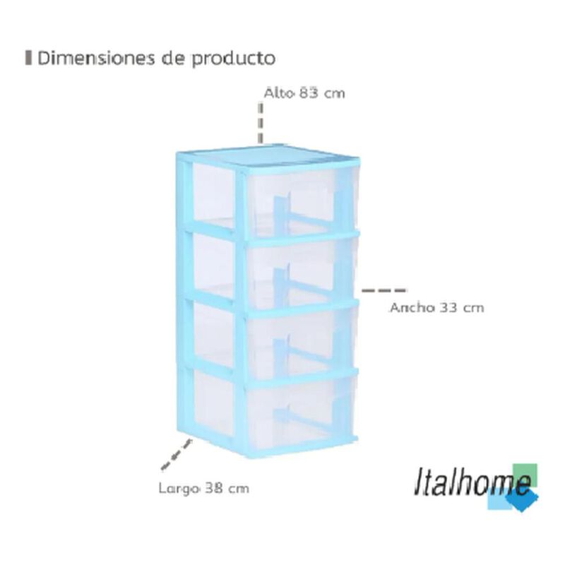 Caja Pl&aacute;stico Organizador Cajonera 4 Cajones Al... image number null