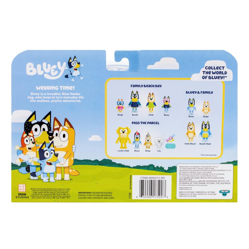 Paquete De 4 Figuras Bluey Wedding Time Con Unc... image number null