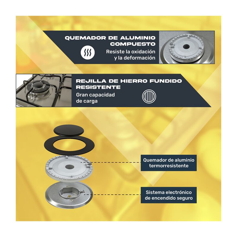 Parrilla Gas 5 Quemadores Acero Inoxidable Empo... image number null