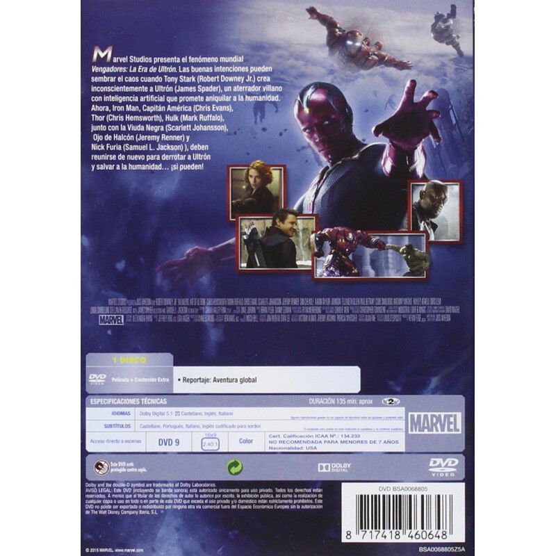 Vengadores: La Era De Ultr&oacute;n [DVD] image number null