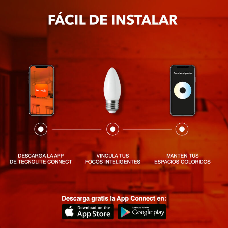 Foco Vela LED Inteligente Filamento B11 WiFi 5.... image number null