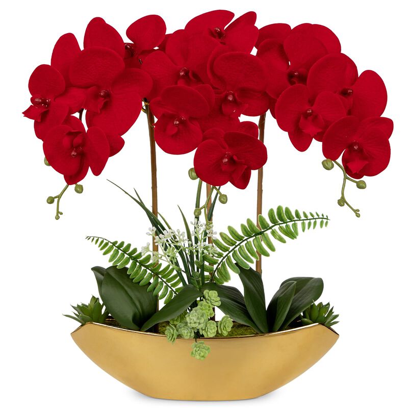 Orqu&iacute;dea Artificial Briful 46 Cm Roja Con Macet... image number null