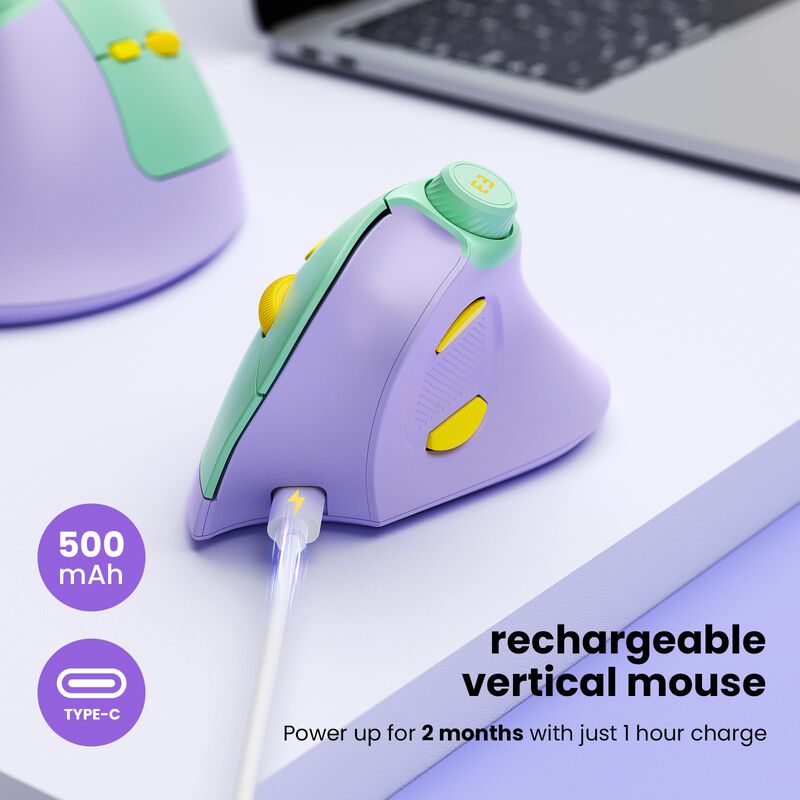 Mouse Seenda Ergon&oacute;mico Recargable, Vertical, I... image number null