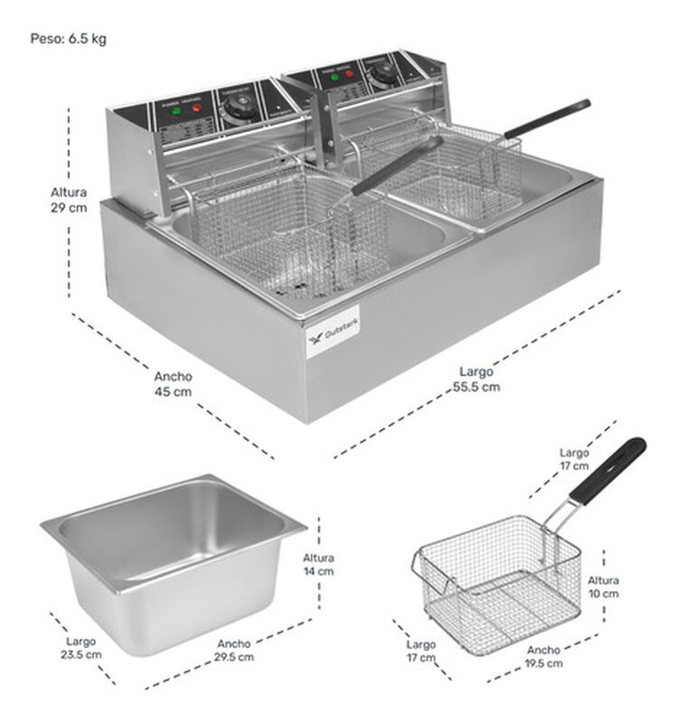 Freidora El&eacute;ctrica 12 L Profesional Acero Ajust... image number null