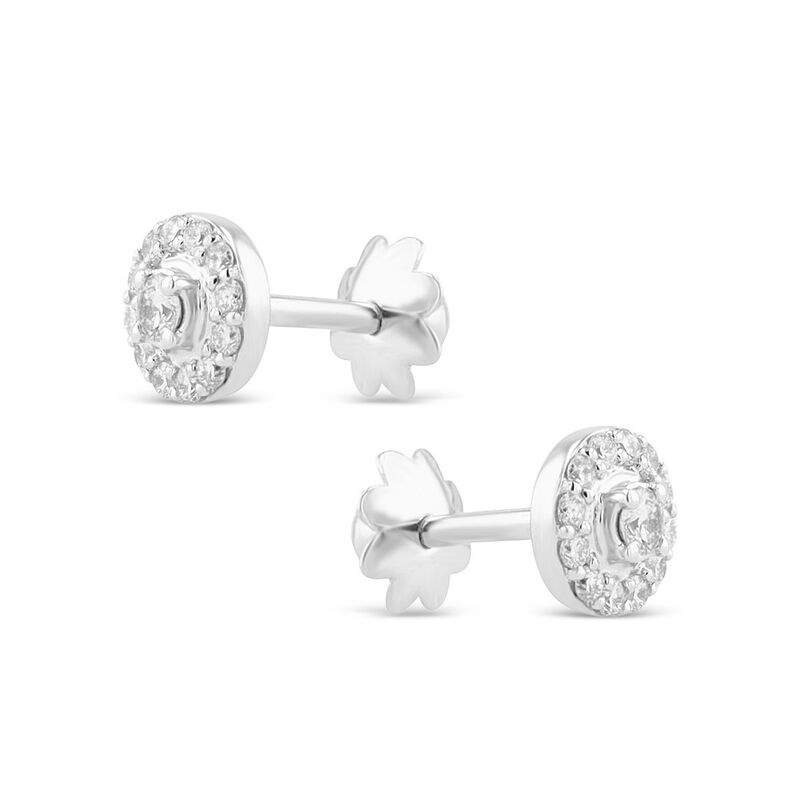 Broqueles De Oro Blanco 14k Con 20pts De Diaman... image number null