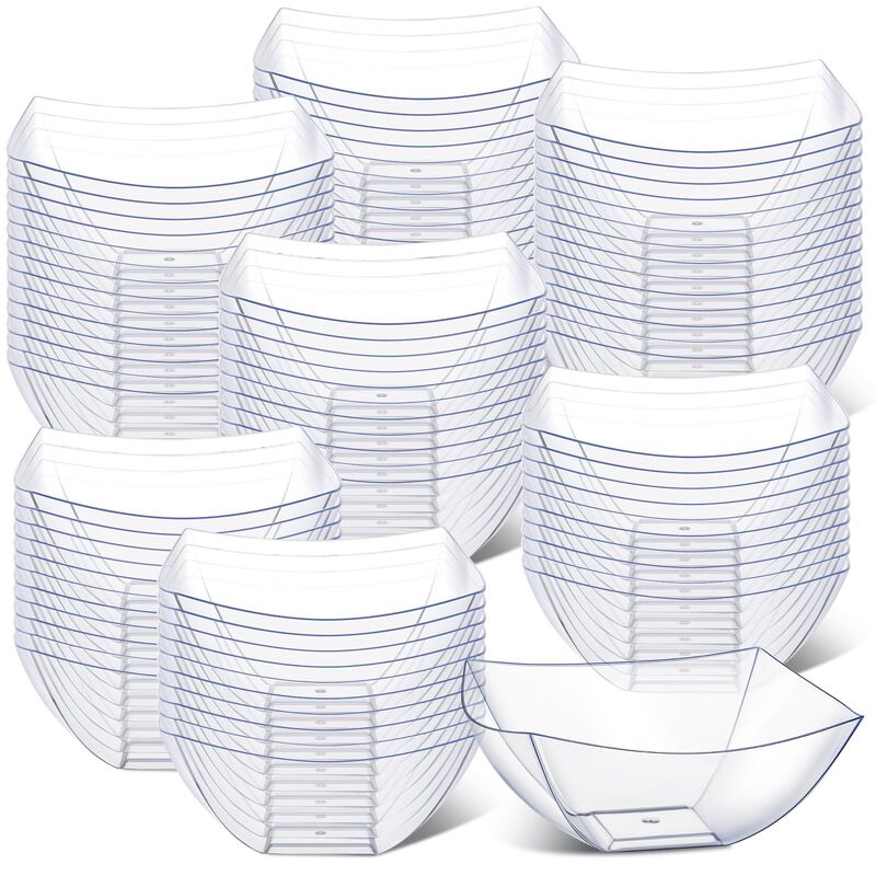 Tazones Sliner 100 Uds. 480 ml Cuadrados Transp... image number null