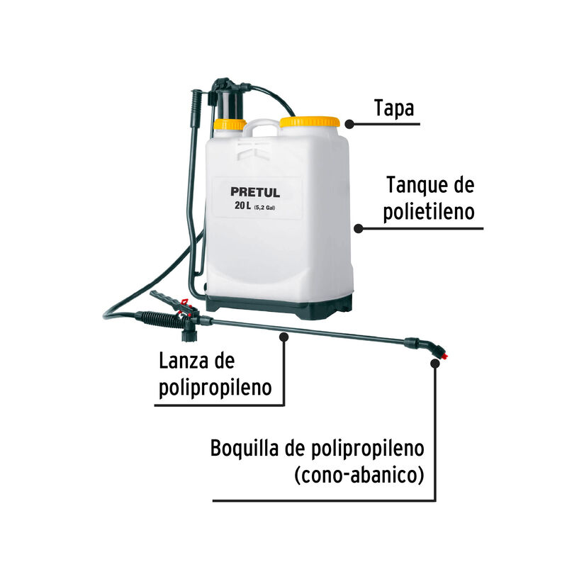 Fumigador de 20 L Manual de Mochila Pretul image number null