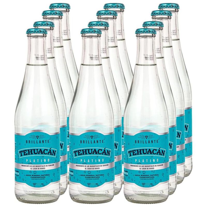 Agua Mineral Tehuac&aacute;n Con Gas Platino Pack 12 U... image number null