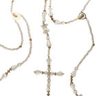 Lazo Cristal Honey Dorado Con Cruz Chica Y Virgen Maria