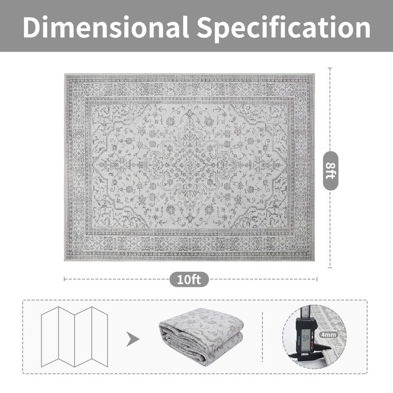 Alfombra Lbris 244 cm &times; 152 cm Lavable Boho Gri... image number null