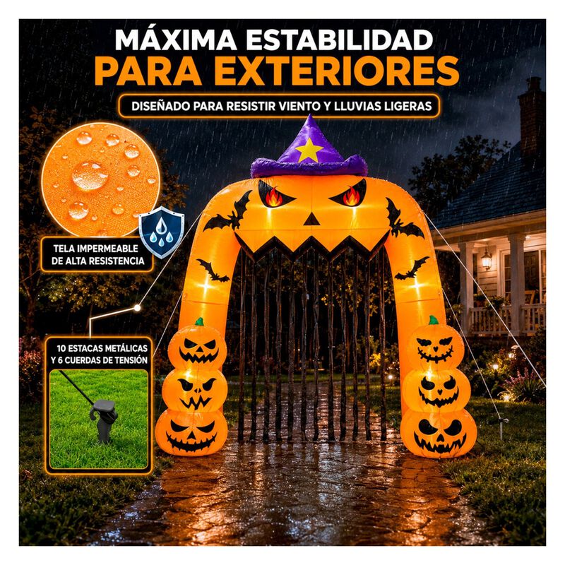 Inflable Halloween Arco Calabaza Bruja Gigante ... image number null