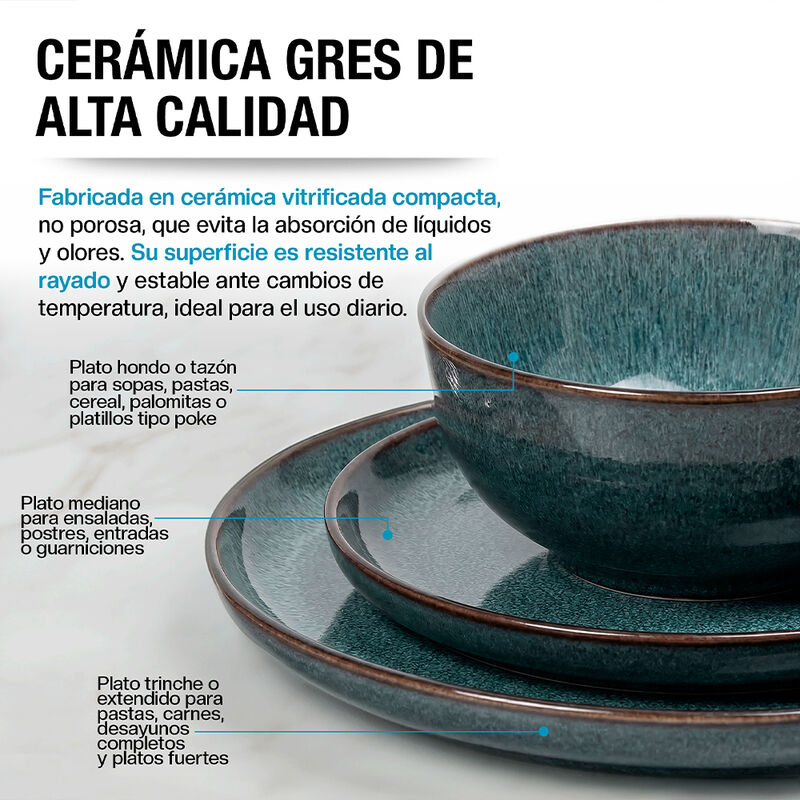 Vajilla de Cer&aacute;mica Gres 4 Personas 16 Pz. Reac... image number null