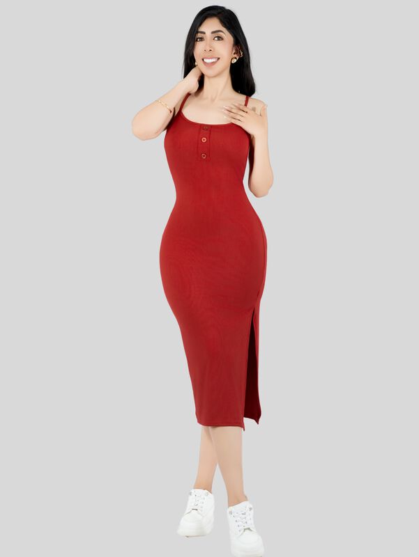 Vestido De Mujer Midi Casual Ves-1022 Rojo Stre... image number null