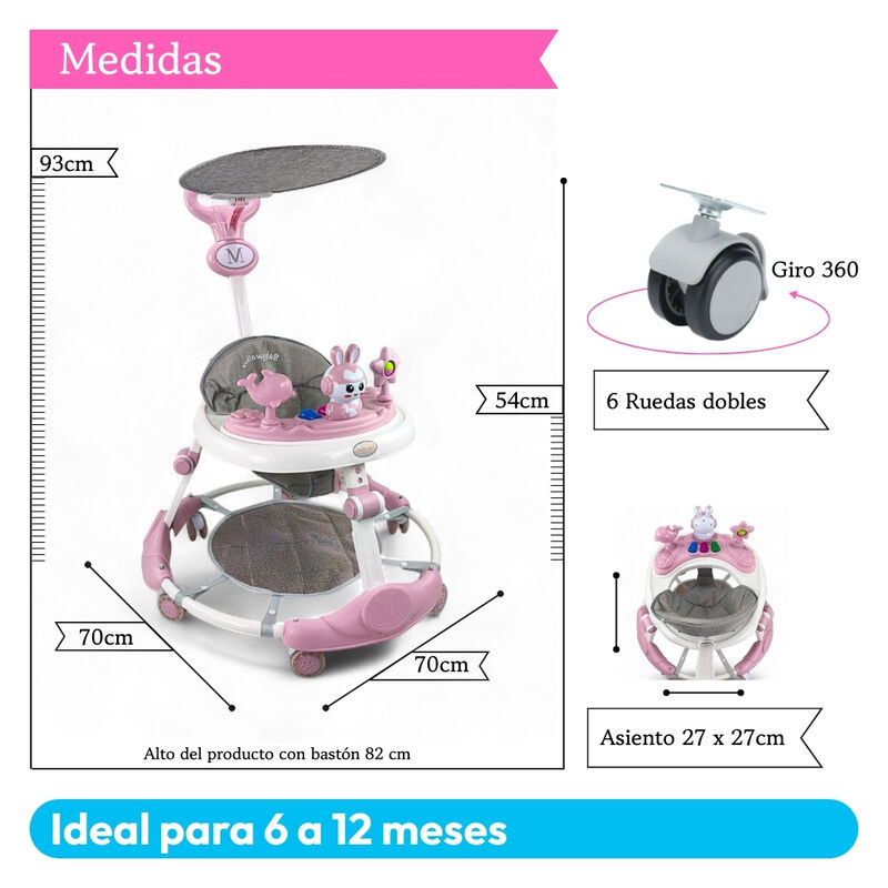 Andadera C/ Tapete Saltar&iacute;n Conejo Musical Mod.... image number null