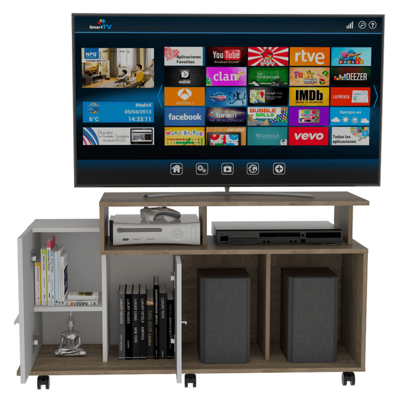 Mesa Para Tv Atena Miel Y Blanco Virtual Mueble... image number null