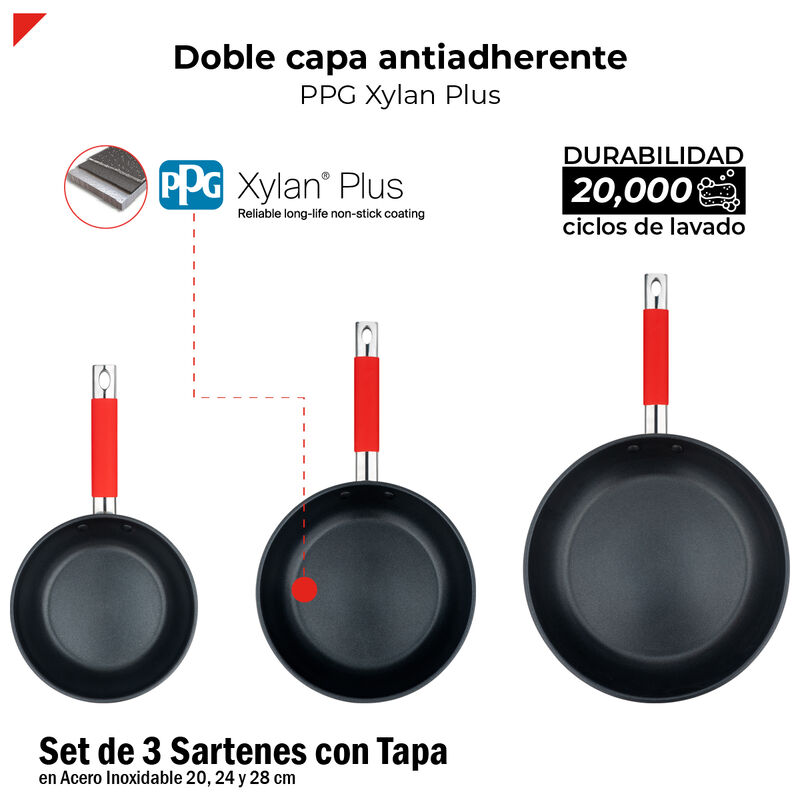 Bogner Set De 3 Sartenes Acero Inoxidable Bfpr0... image number null