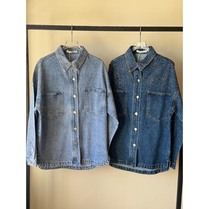 Camisa Oversize mezclilla con brillos image number null