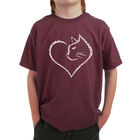 Camiseta Word Art Para Ni&ntilde;o - Coraz&oacute;n de Gato - Granate