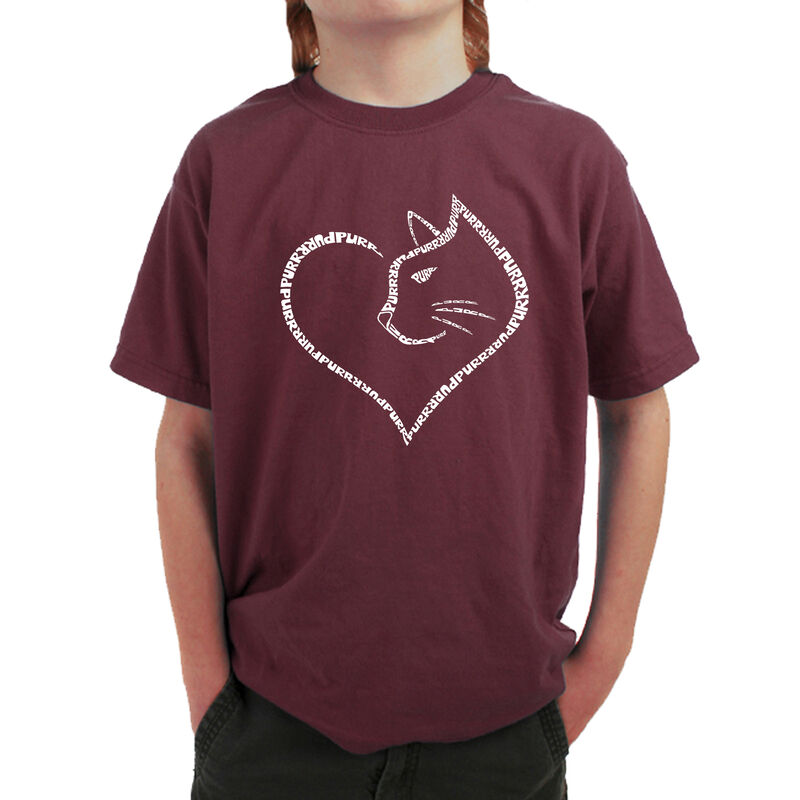 Camiseta Word Art Para Ni&ntilde;o - Coraz&oacute;n de Gato -... image number null