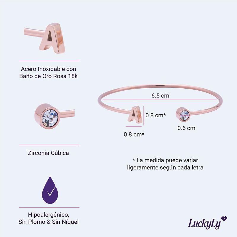 Pulsera Mujer Inicial Letra, Acero Inoxidable R... image number null