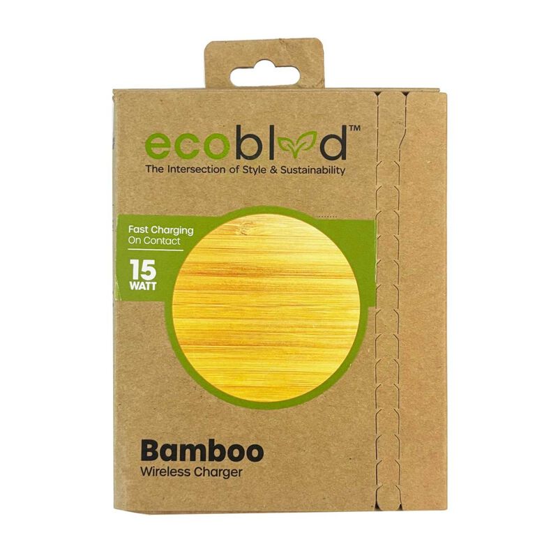 Base Cargador Ecoblvd Inal&aacute;mbrica Qi 15w Bamboo... image number null