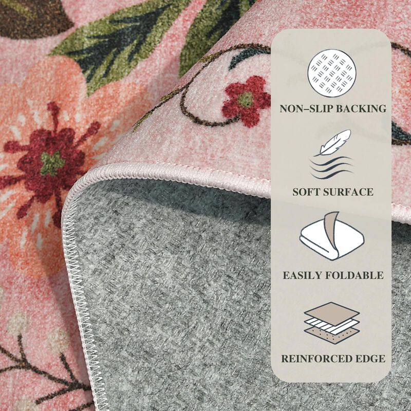 Alfombra Warmys 6x9 Lavable Rosa Boho Floral image number null