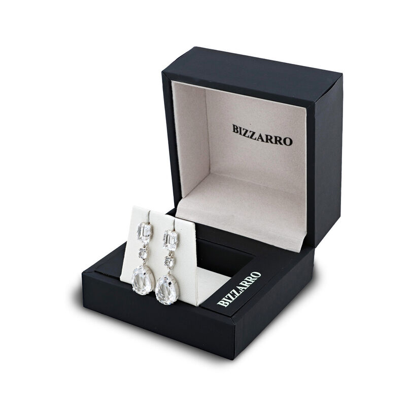 Aretes Plata 925 Con Piedras Blancas Elegantes image number null