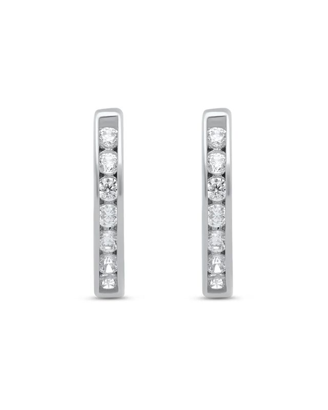 Arracadas De Oro Blanco 14k Con Zirconias (10 X... image number null