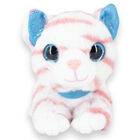 Gatito De Peluche Acostado Colo Blanco con Rayas Rosa