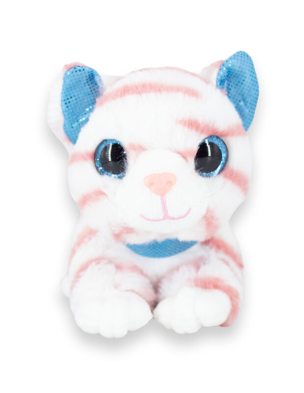 Gatito De Peluche Acostado Colo Blanco con Raya... image number null