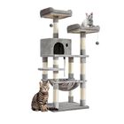 Torre para Gatos 1.5 m con Hamaca, Rascador y Múltiples Niveles Gris Bluelander