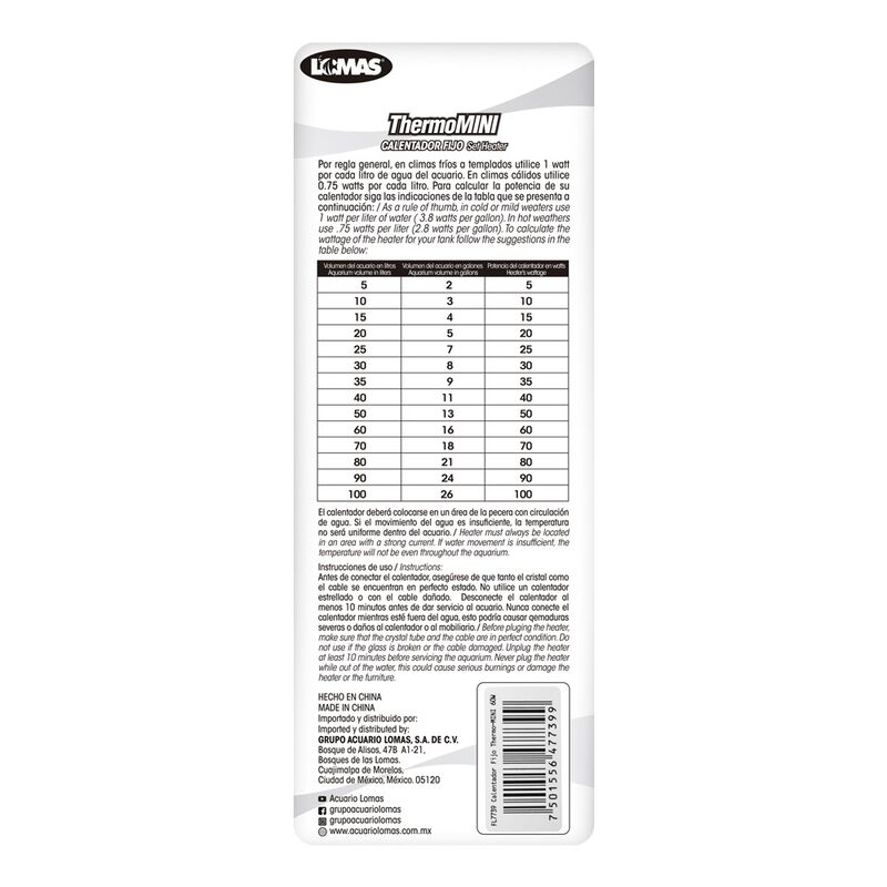 Lomas Thermo-Mini Calentador Fijo para Acuarios... image number null