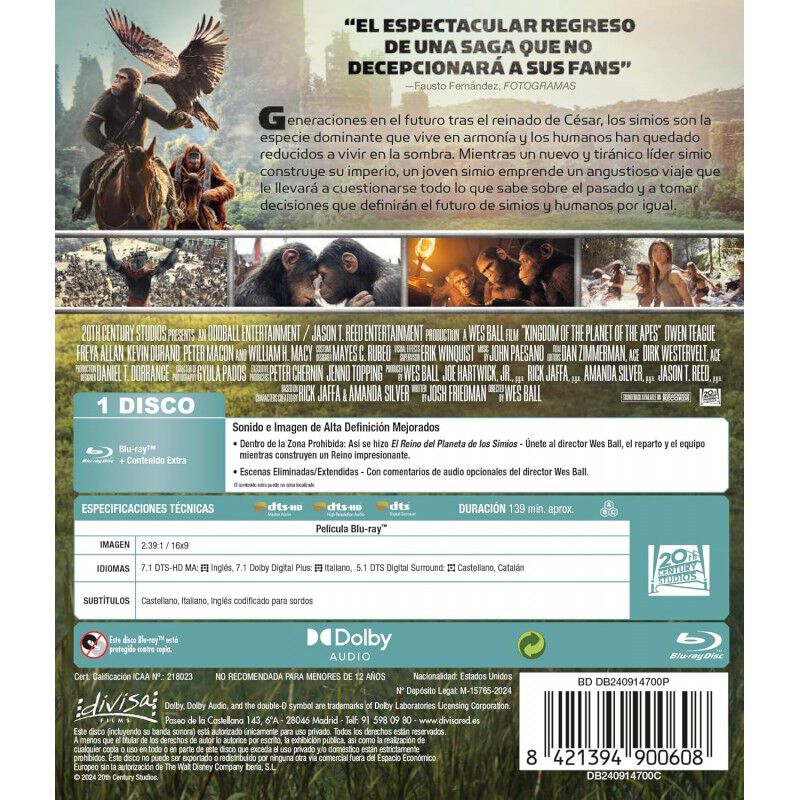 El Reino Del Planeta De Los Simios [Blu-ray] (2... image number null