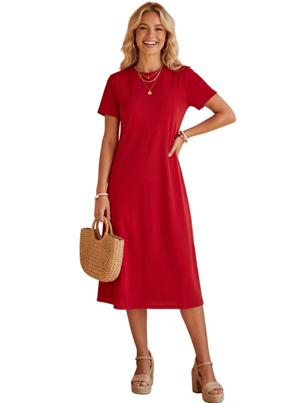 Vestido Midi Casual Malabis Ves-1037 Rojo image number null