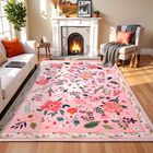 Alfombra Terrug Floral 183 cm X 274 cm Rosa Lavable