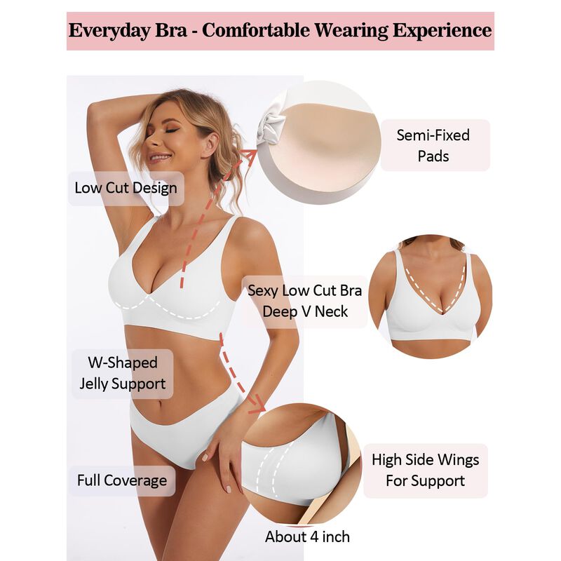 Sujetador Boufor Sin Aros Push-up Blanco Con Re... image number null
