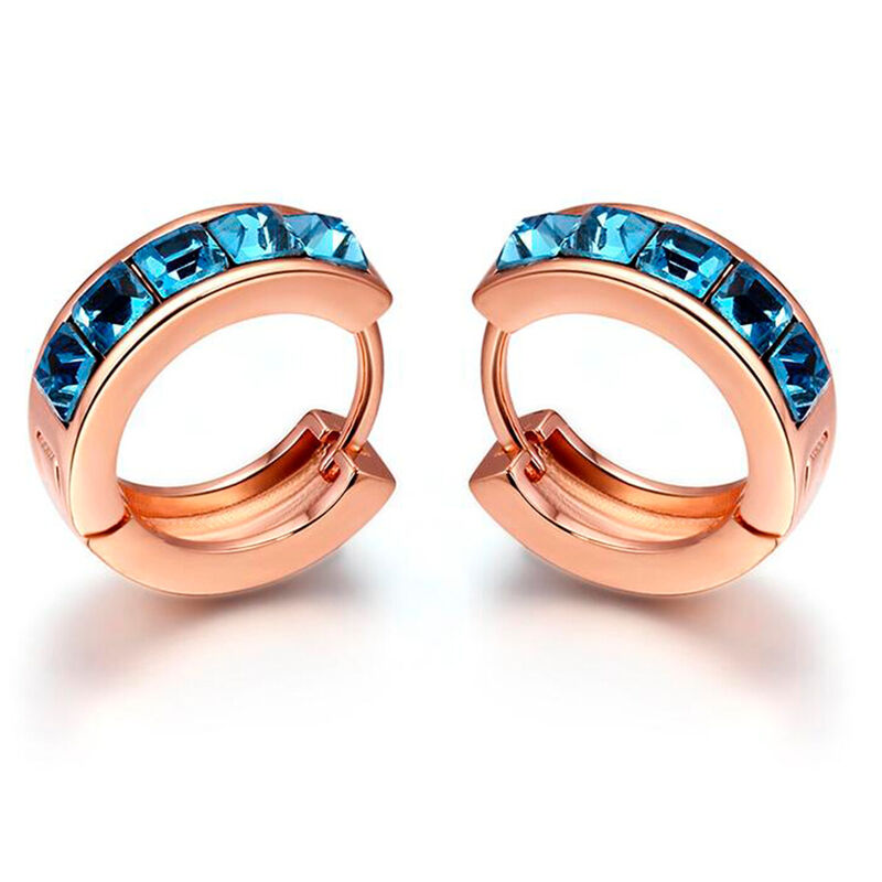 Arracadas en Ba&ntilde;o de Oro Rosa de 18K con Crista... image number null