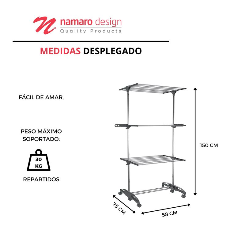 Rack Tendedero Plegable De Acero Inoxidable Con... image number null
