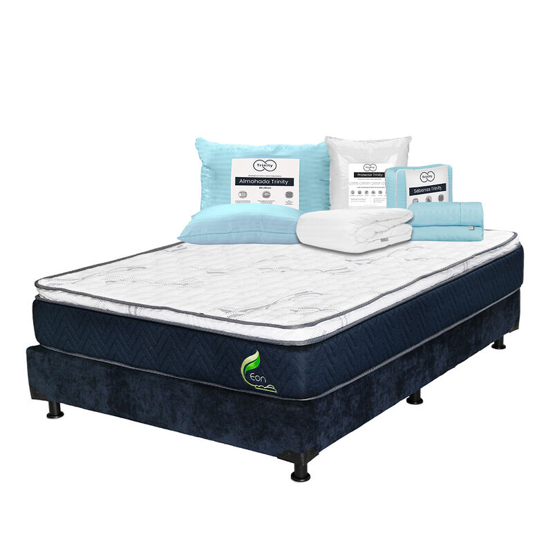 Colch&oacute;n Queen Size Eon + Box + Almohada Trinity... image number null