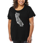 Camiseta De Talla Grande Word Art Para Mujer - Estado de California- Negro