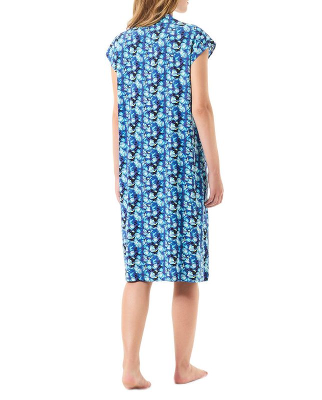 Vestido Corto de Viscosa Abotonado Azul image number null