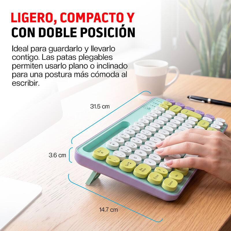 Teclado Inal&aacute;mbrico Bluetooth Retro M&aacute;quina De ... image number null