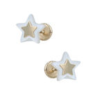 Broqueles De Estrella Oro Amarillo 10k Con Nacar (8mm Aprox)