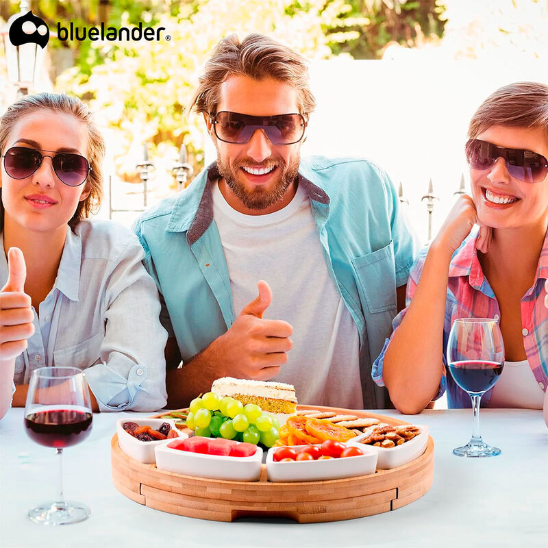 Tabla para Quesos  Redonda de Bamb&uacute; con Cuchill... image number null