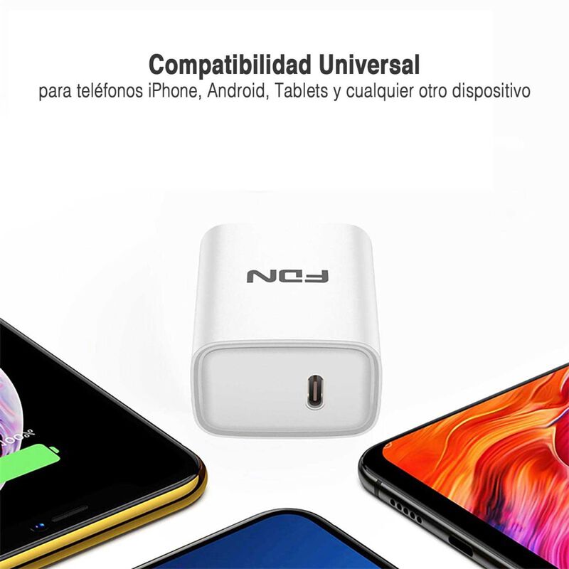 Cargador AC FDN USB-C 20W Universal Blanco image number null